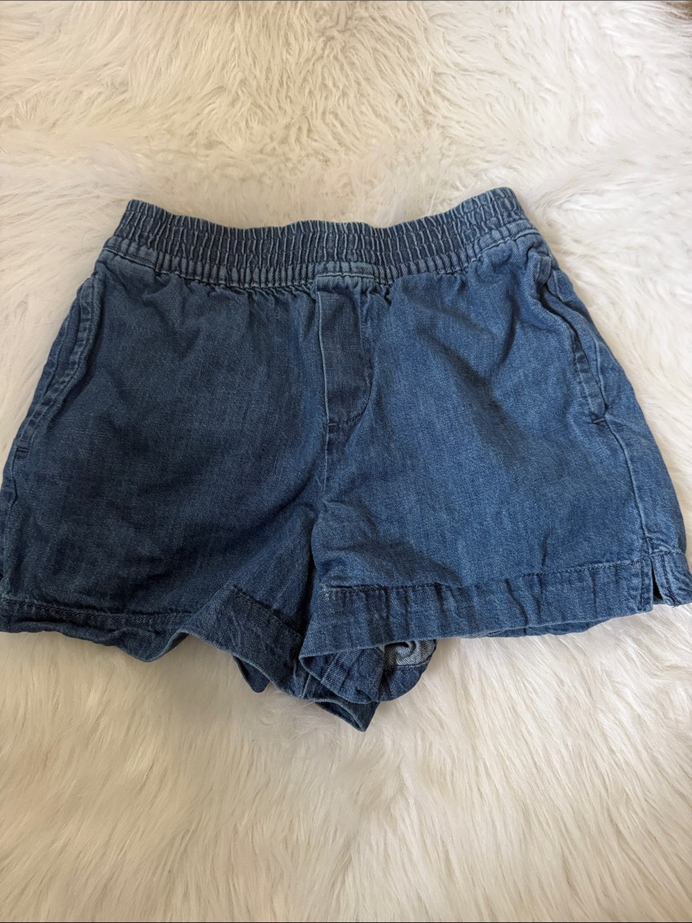 Free assembly Denim Elastic Waist Casual Shorts - Blue